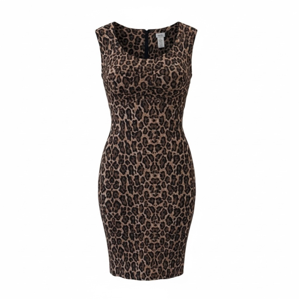 Cache leopard print cap sleeve dress, small